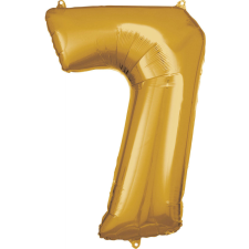 Számok Gold, Arany óriás szám fólia lufi 7-es, 83*55 cm party kellék