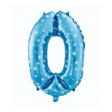 Számok Kék Blue with Stars 0-ás szám fólia lufi 61 cm party kellék