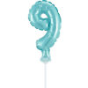 Számok Light Blue, Kék 9-es szám fólia lufi tortára 13 cm