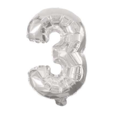 Számok Mini 3-as Silver szám Fólia lufi 31 cm party kellék