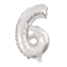 Számok Mini 6-os Silver szám Fólia lufi 35 cm party kellék
