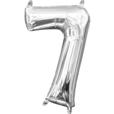 Számok Mini szám Fólia lufi 7-es, Silver 40 cm seven party kellék