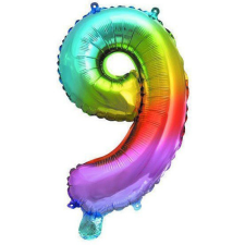 Számok Multicolour Metallic mini 9-es szám fólia lufi 36 cm party kellék