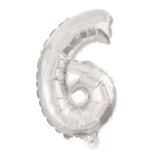 Számok Óriás 6-os Silver szám Fólia lufi 85 cm party kellék