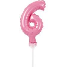 Számok Pink, Rózsaszín 6-os szám fólia lufi tortára 13 cm party kellék