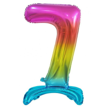 Számok Rainbow, Színes 7-es szám fólia lufi talppal 74 cm party kellék