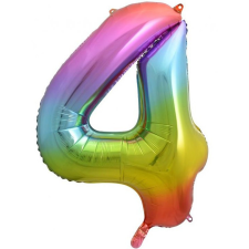 Számok Rainbow, Szivárvány 4-es szám fólia lufi 85 cm party kellék