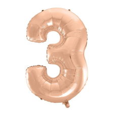 Számok Rose Gold 3-as szám fólia lufi 92 cm party kellék