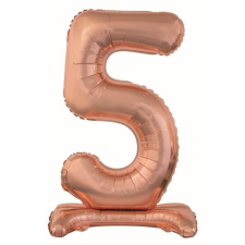 Számok Rose Gold 5-ös szám fólia lufi talppal 74 cm party kellék