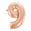 Számok Rose Gold 9-es szám fólia lufi 92 cm