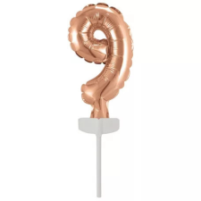 Számok Rose Gold 9-es szám fólia lufi tortára 13 cm party kellék