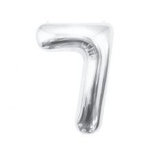 Számok Silver, Ezüst 7-es szám fólia lufi 85 cm party kellék