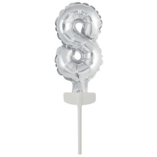 Számok Silver, Ezüst 8-as szám fólia lufi tortára 13 cm party kellék