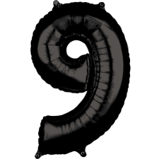 Számok Szám Fólia lufi 9-es, Black 66*43 cm party kellék