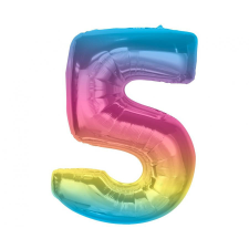 Számok Színes 5-ös Rainbow szám fólia lufi 92 cm party kellék