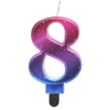 Számok Színes 8-as Night Sky Metallic számgyertya, tortagyertya