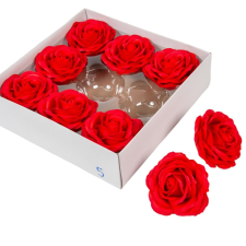  Szappan rózsa fej 9x6cm piros 9db-os dekorációs kellék
