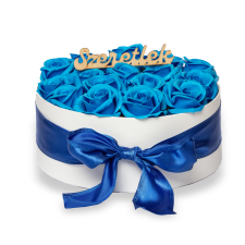  Szappanrózsa box, fehér rózsadoboz - kék szappan