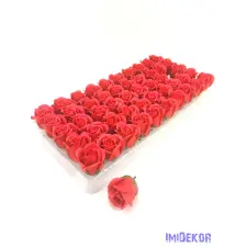  Szappanrózsa fej 50db/tálca - Piros dekorációs kellék