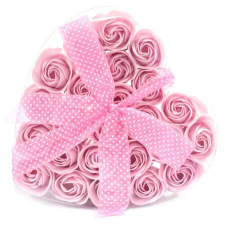 Szappanrózsa szív alakú dobozban 24db - MS-413 #rózsaszín szappan