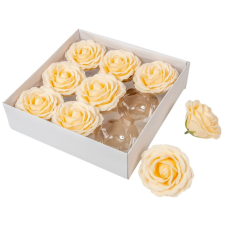  Szappanrózsafej 9db 9x6cm krém dekorációs kellék