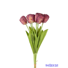  Szárított hatású tulipán 7 szálas köteg 43cm - Bordó dekorációs kellék