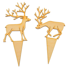  Szarvas beszúrós natúr fa 15cm 2db-os dekorációs kellék