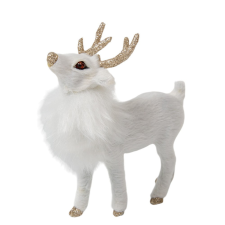  Szarvas csillámos szarvval fehér M10cm dekorációs kellék