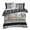  Szatén ágynemű 160x200 Eva 17 fekete bézs levélfoltok Eva Minge Eurofirany