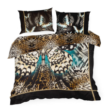  Szatén lepedők 220x200 Eva 15 bézs fekete párduc Eva Minge Eurofirany lakástextília