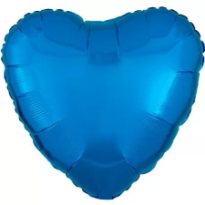 Szatén Metallic Blue szív fólia lufi 43 cm party kellék