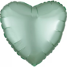 Szatén Silk Mint Green szív fólia lufi 43 cm party kellék