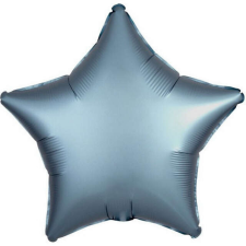 Szatén Steel Blue csillag fólia lufi 43 cm party kellék