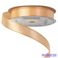  Szatén szalag arany szegéllyel 16mm x 20m - Krém szalag, masni