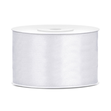 Szaténszalag, fehér, 38mm/25m (1 db / 25 lm) dekorációs kellék