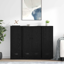  Széf fiókkal 3 pcs Fekete tölgy Faanyag bútor