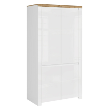  Szekrény 4D, fényes fehér/wotan tölgy, VILGO bútor