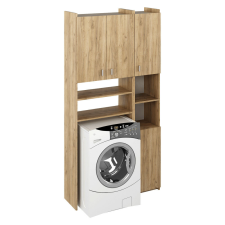  Szekrény mosógép fölé polcokkal, artisan tölgy, MIRALI fürdőszoba bútor