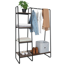  Szekrény szervező/polcállvány polcokkal, fekete/dió, ROBYN bútor