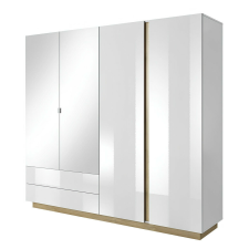  Szekrény tükörrel, fehér/grandson tölgy/fehér magasfényű, CITY bútor