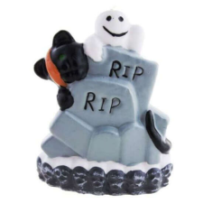 Szellemes -fekete macskás halloween gyertya - 14 cm dekoráció