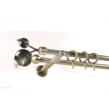  Szellő óarany színű 2 rudas fém függönykarnis szett modern tartókkal - 300 cm karnis, függönyrúd