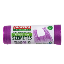 Szemeteszsák újrahasznosított MAZZINI 60L köthető füles 15 darabos tisztító- és takarítószer, higiénia