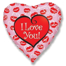 Szerelem I love You Kisses fólia lufi 46 cm party kellék