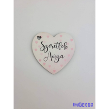 Szeretlek Anya szivecskés tábla 5,5x5,5cm - kis szív dekorációs kellék