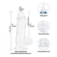 szexvital.hu Addiction Crystal - talpas, herés dildó (áttetsző) - 15cm műpénisz, dildó