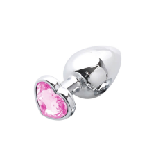 szexvital.hu Sunfo - fém anál dildó szív alakú kővel (ezüst-pink) műpénisz, dildó