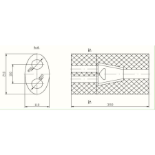 Sziklai Univerzális ovál kipufogódob, Ø50, 350x230x120mm, 1be2ki kipufogó alkatrész