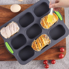  Szilikon bagett/zsemle sütőforma – 9 részes, perforált sütés és főzés