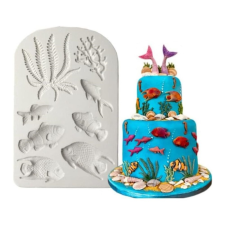 Szilikon fondant és marcipán mintázó-Tengeri élővilág 9x14 cm sütés és főzés